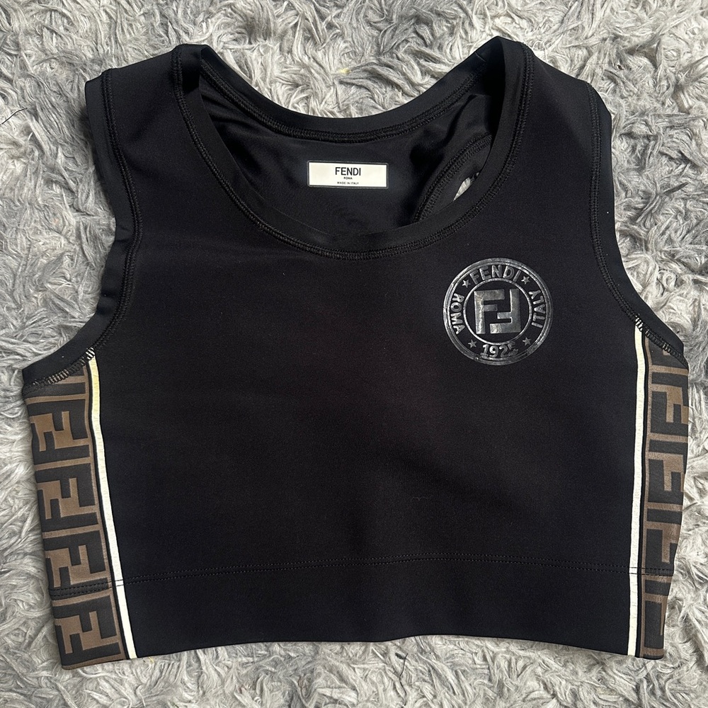Fendi Black and Brown Top & Pants with Logo Detail